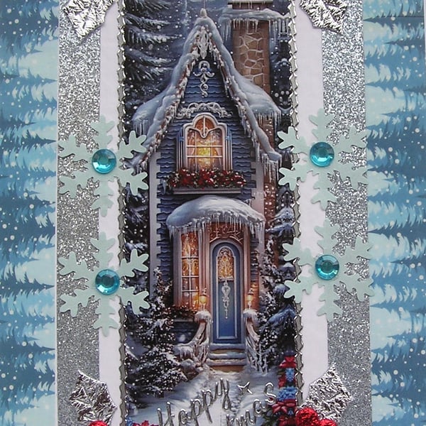 Hand Crafted Decoupage Chistmas Card - Happy Christmas (3407) Welcome Home