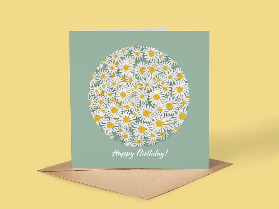 Daisy Birthday Card, Happy Birthday, Daisies Greeting Card