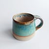 Large mug handmade stoneware pottery Gardom's Blue-green glaze 