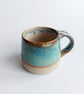 Handmade stoneware pottery mug Gardom's Blue-green glaze 