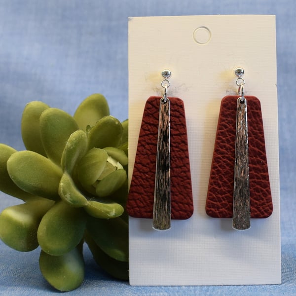 Textured Drop Earrings with Metal Accent