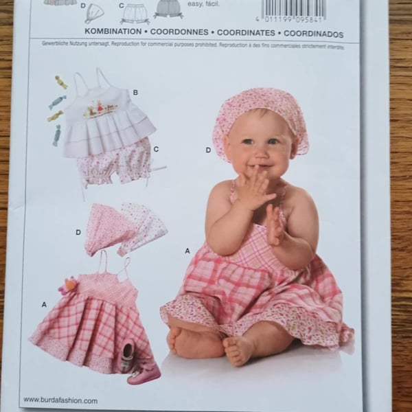 Burda sewing pattern 9584 - Baby and toddler dress, top and romper pants 