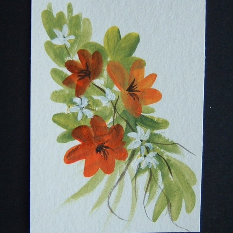 floral flower art painting original aceo watercolour ref 78