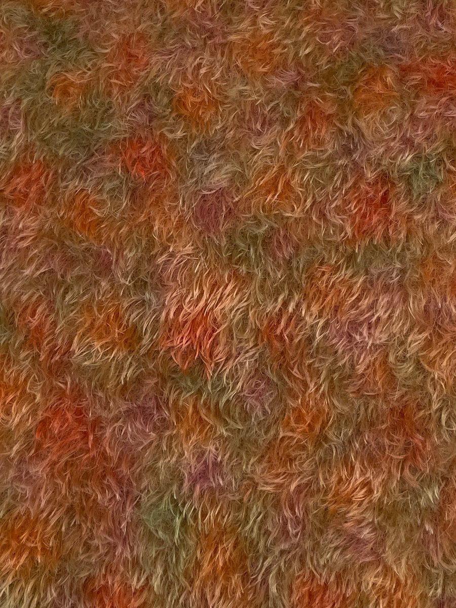 Hand dyed Helmbold mohair fur fabric "Summer Meadow" on 13mm Light Gold Curled