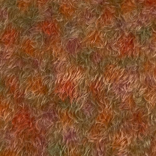 Hand dyed Helmbold mohair fur fabric "Summer Meadow" on 13mm Light Gold Curled
