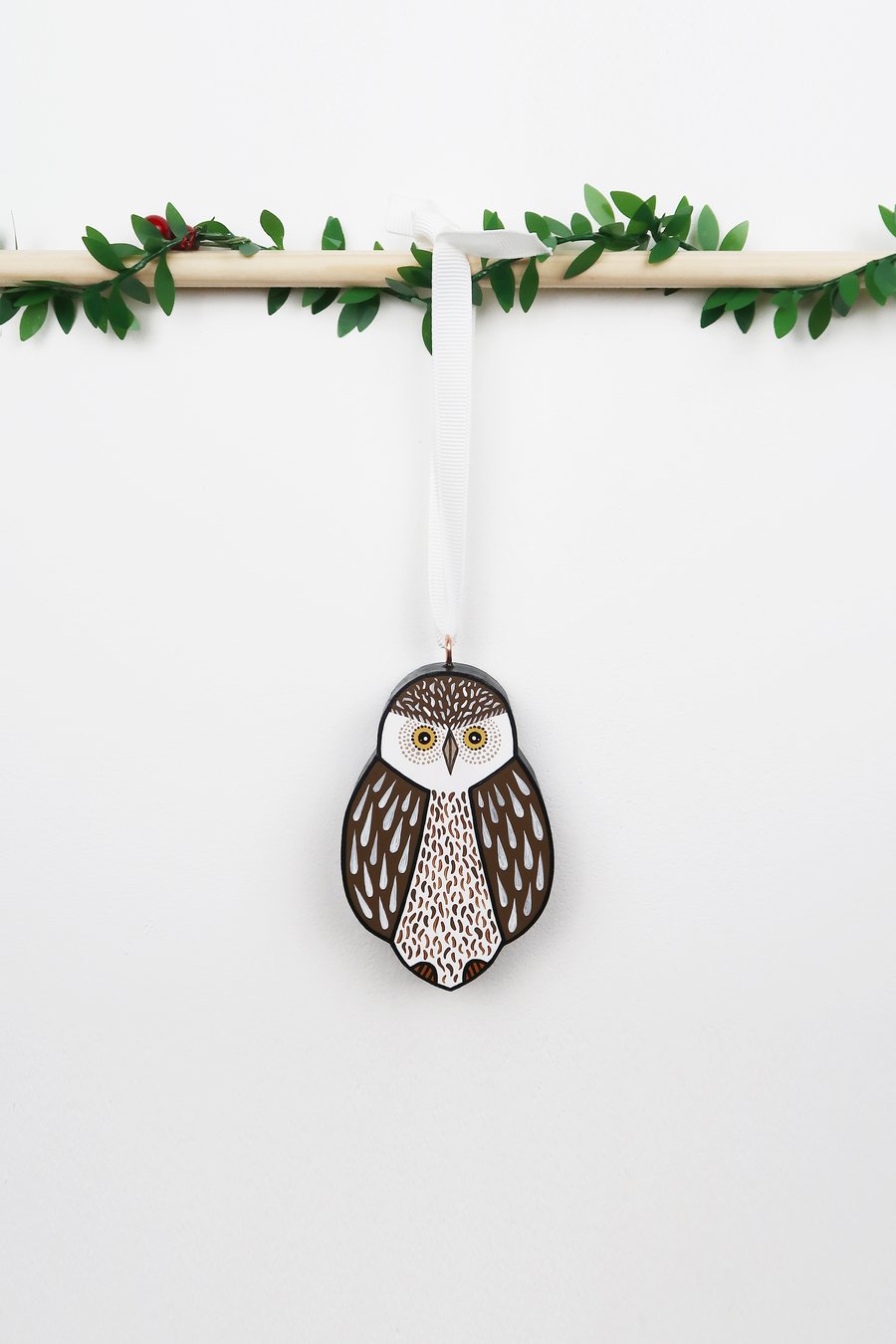 Little owl hanging Christmas tree ornament, cute stocking filler
