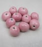 10 Small Shell Pink Glazed Clay Beads - Image 3
