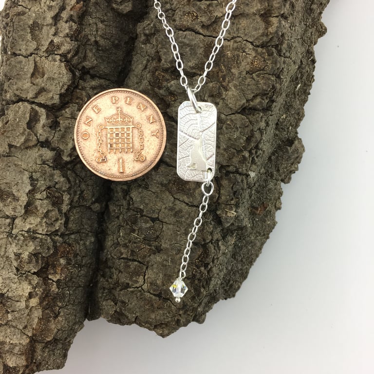 Cat Kitten Pendant Sterling Silver Cat Necklace, Swarovski crystal Kinetic tail