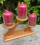 Cherry Wood 3 Candle Holder with Glass Candle Cups - Image 8