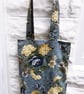 Shoulder Bag, Blue Yellow Floral Print , Eco Friendly Reusable Cotton Bag - Image 4