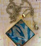 Abstract Art Pendant, wearable artwork pendant in blue - Image 4