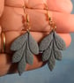 Textured Leaf Dangle Earrings - Image 2