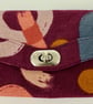 Handmade burgundy cotton canvas twist lock wallet with card slots and coin purse - Image 3