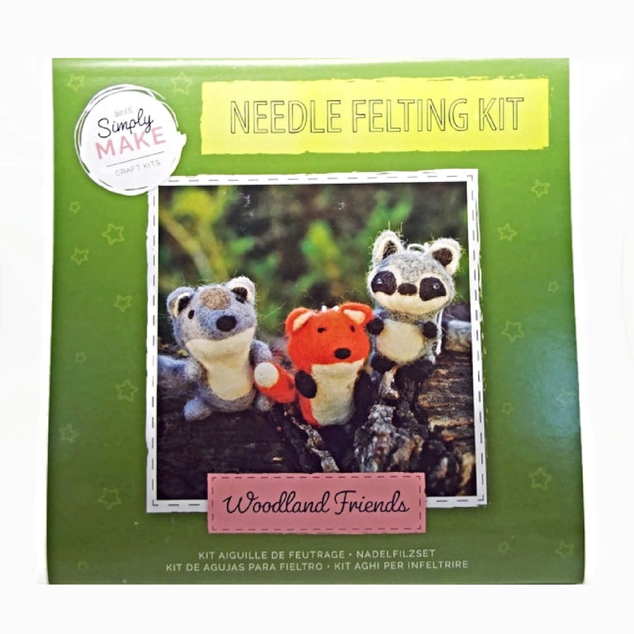 Needle Felting Kit, DIY Woodlands Friends Badger, Fox & Squirrel