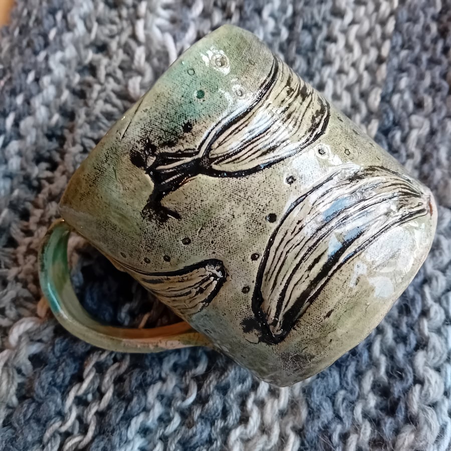 blue banana Ceramic handmade coffee mug-turquoise