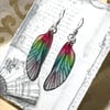 Pink and Green Sterling Silver Fairy Wing Earrings