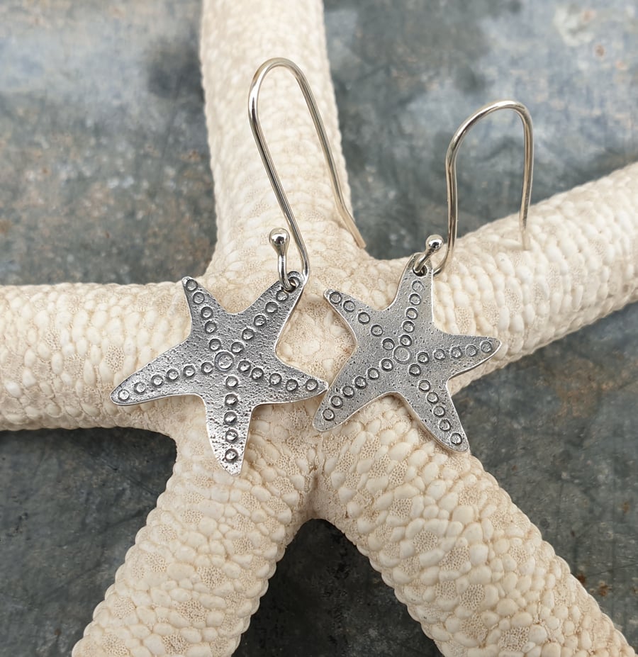 Sterling silver starfish earrings