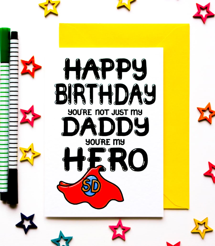 Birthday Card For Daddy, Daddy Superhero Card From A Daughter, Son