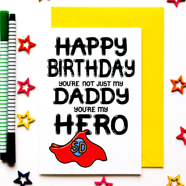 Birthday Card For Daddy, Daddy Superhero Card From A Daughter, Son