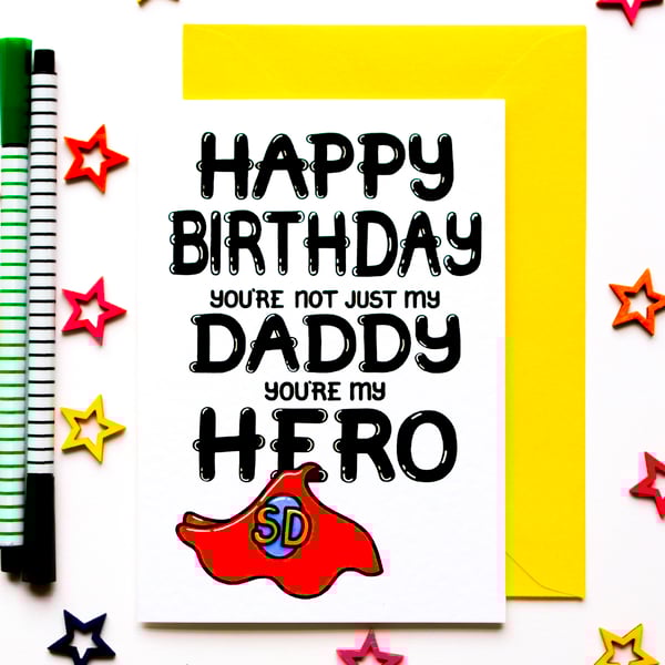 Birthday Card For Daddy, Daddy Superhero Card From A Daughter, Son
