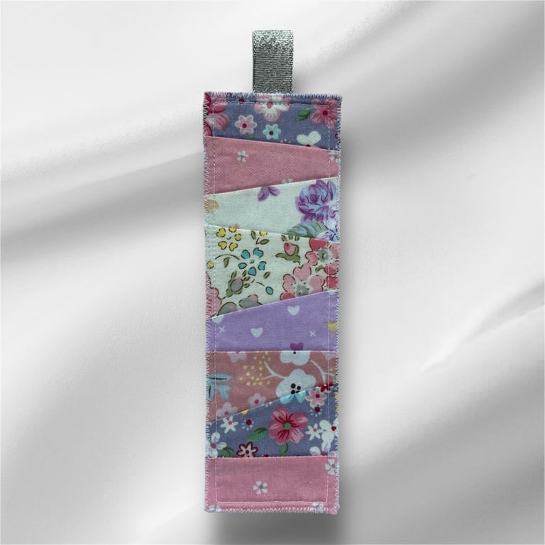 Quilt floral pink fabric bookmark