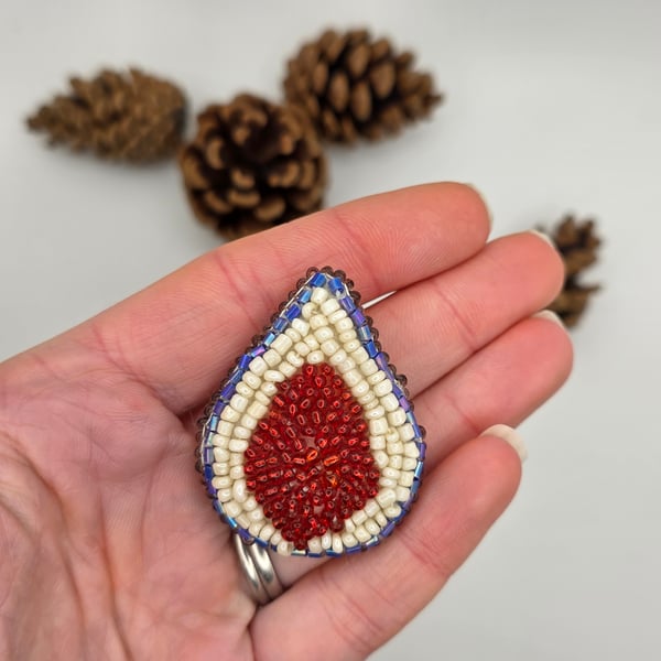 Beaded fig brooch