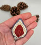 Beaded fig brooch