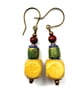 Light Brown Green Dark Brown and Blue Dangle Drop Boho Style Earrings - Image 2
