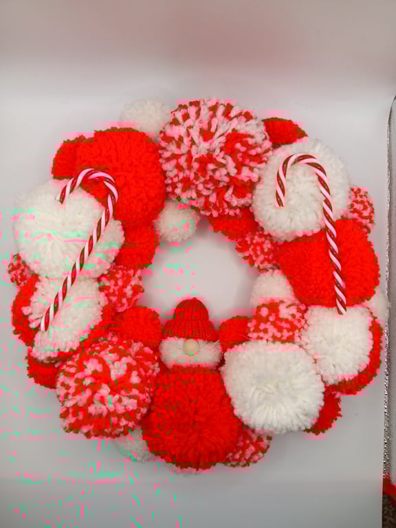 Pom pom hanging wreath christmas