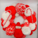 Pom pom hanging wreath christmas