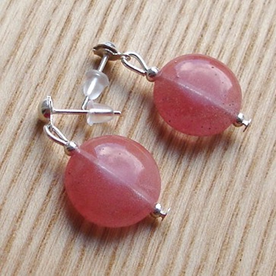 Pink Disc Gemstone Earrings