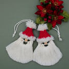 Macrame Santa Christmas tree decoration, Jolly Santa head, Boho Santa, 