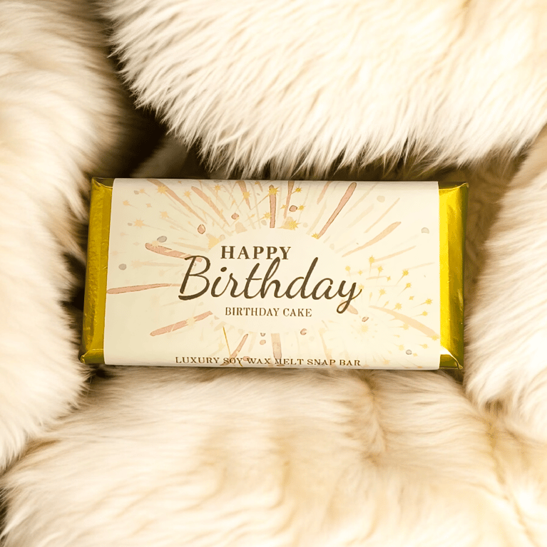 Luxury wax melt snap bar - handmade - birthday cake scent - lovely packaging 
