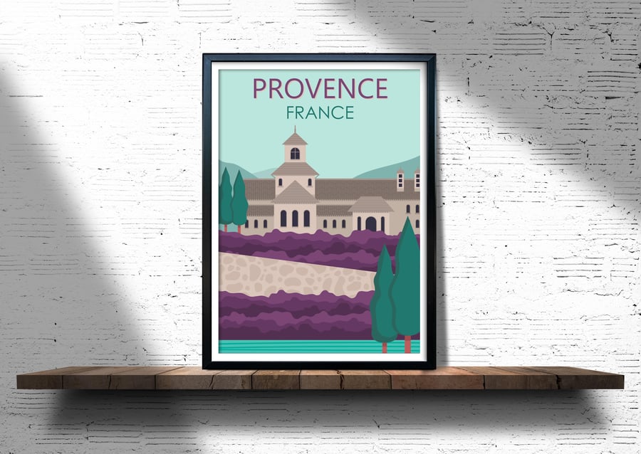 Provence art print, Provence France retro print, Provence wall art, France decor
