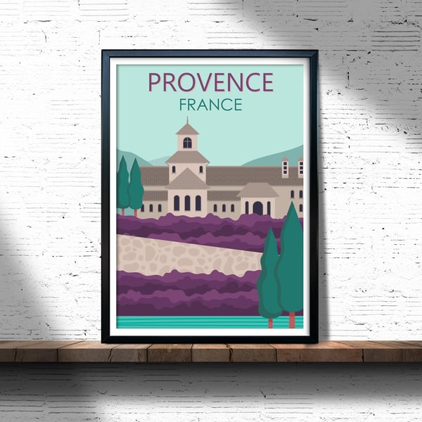 Provence art print, Provence France retro print, Provence wall art, France decor