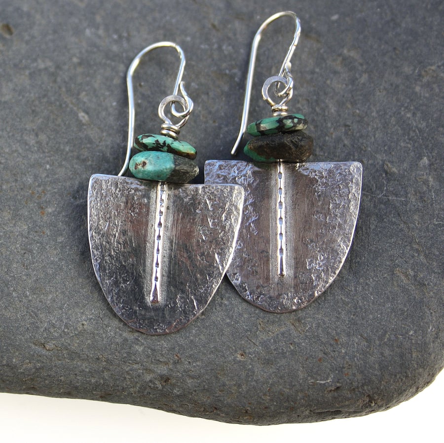 Silver and turquoise tribal earrings