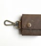 Dark Brown Full Grain Leather Key Case Silent Snap Wrap Handmade UK - Image 6
