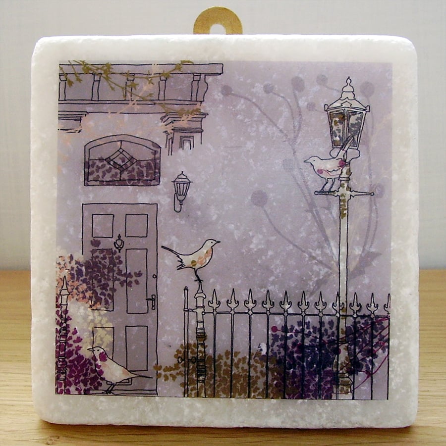 Busy Blackbirds Marble Wall Art