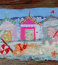 Beach Huts - Upcycled Applique Art textile picture - Image 6