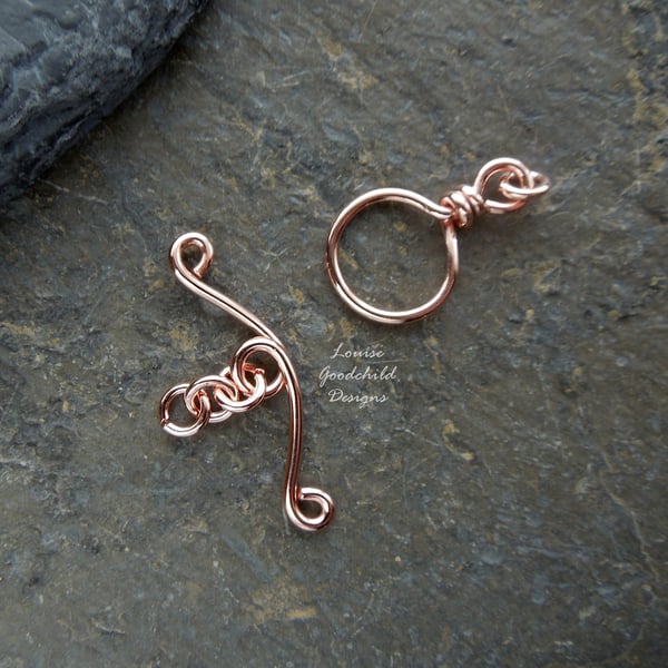 Handmade copper wire toggle clasp, made to order, make your own, jewellery
