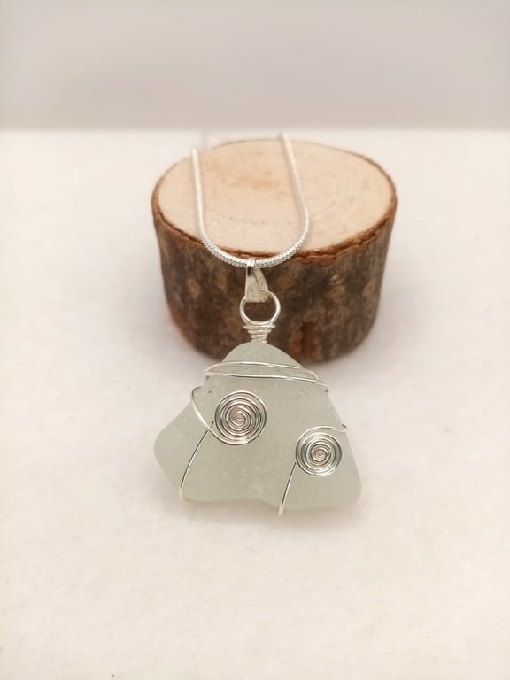 Wire Wrapped Sea Glass Necklace, Sea Glass, Gifts for her, Free Postage