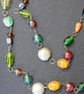 Handcrafted Multi-Colored Glass & Stone Beaded Chain Necklace