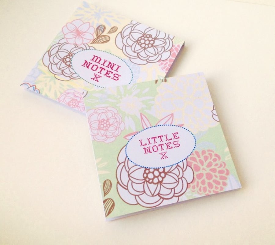 Notebook Set of Two in a Pastel Floral Print,Handmade Notebooks