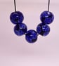 Handmade blue floral patterned lamp work glass beads - Image 7