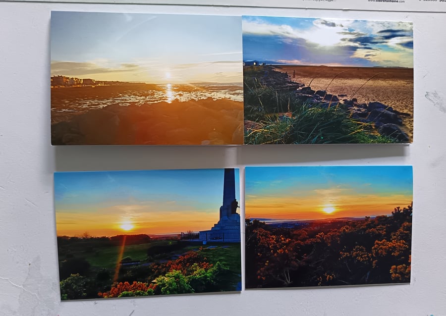 Multipack of 4 sunset photography cards 