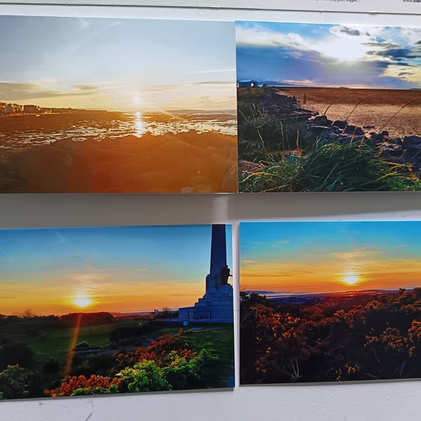 Multipack of 4 sunset photography cards 