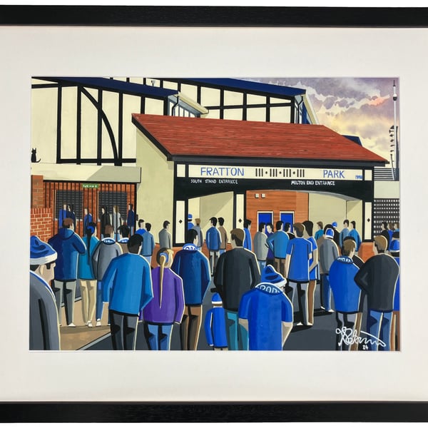 Portsmouth F.C, Fratton Park, Framed Football Art Print. 20" x 16" Frame Size