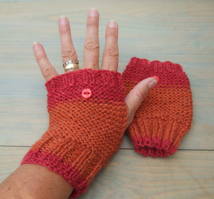 Orange Fingerless Gloves 