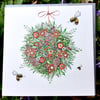 Christmas Bee Bauble x 6 cards 