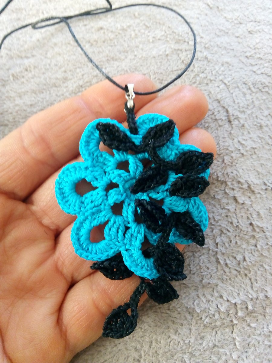 Crochet blue necklace